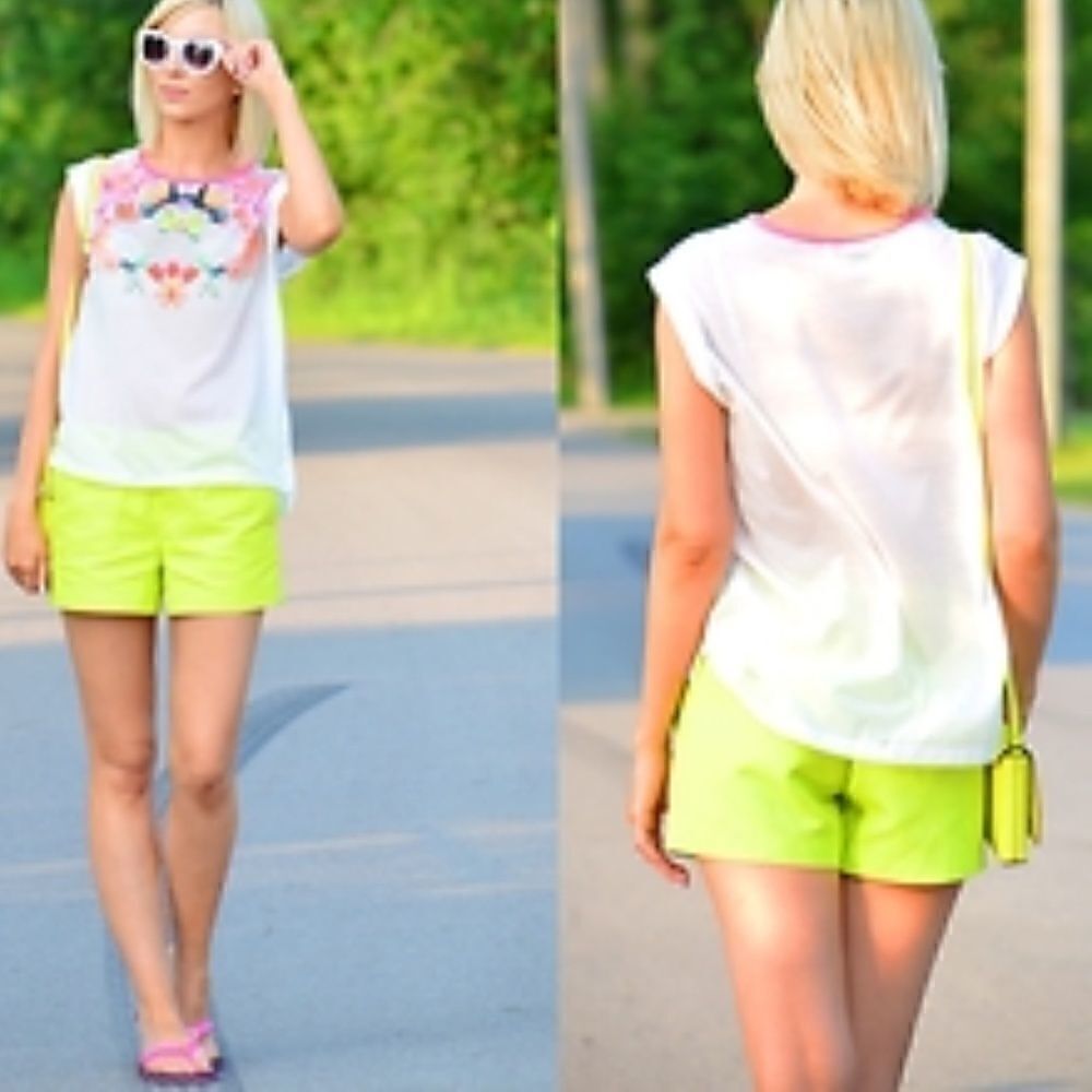 J. Crew Neon Green Chino Shorts Sz 4